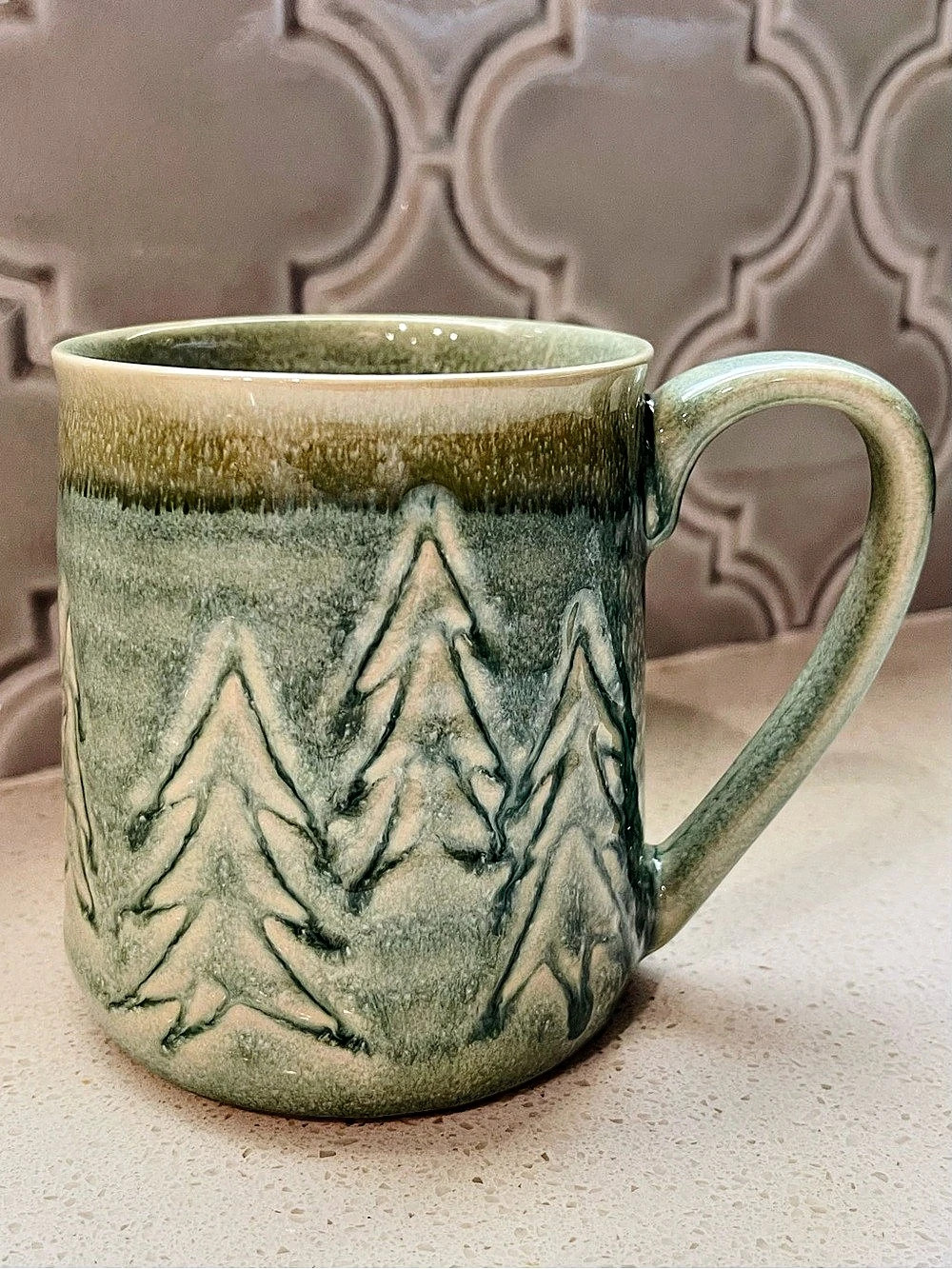 Peppermint & Pine Green & Cream Christmas tree Ceramic Mug